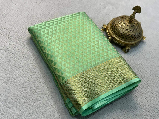 Silk Brocade Saree | Gold & Silver Zari Diamond Design