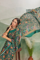 Crafted in Elegance: Crepe Silk with Viscose Satin Borders