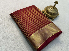 Silk Brocade Saree | Gold & Silver Zari Diamond Design