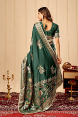 Peocock Green Silk Saree Premium