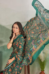 Crafted in Elegance: Crepe Silk with Viscose Satin Borders