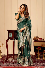 Peocock Green Silk Saree Premium