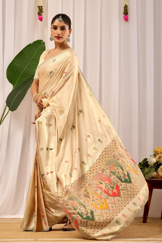Satin Silk Saree with Traditional Motifs – Classic Indian Ethnic Wear