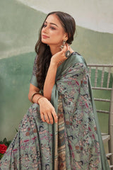 Timeless Elegance: Kalamkari Art on Viscose Satin Silk