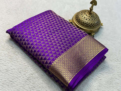 Silk Brocade Saree | Gold & Silver Zari Diamond Design