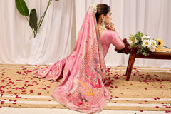 Soft Pink Silk Saree with Traditional Woven Design & Rich Pallu