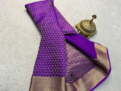 Silk Brocade Saree | Gold & Silver Zari Diamond Design