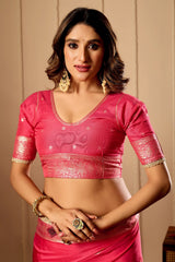 Pink Rose satin Silk Saree