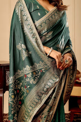 Peocock Green Silk Saree Premium