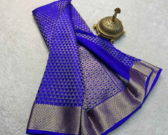 Silk Brocade Saree | Gold & Silver Zari Diamond Design