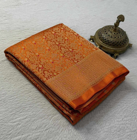 Meenakari Soft Brocade Silk Saree with Zari Weaving
