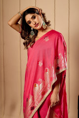 Pink Rose satin Silk Saree