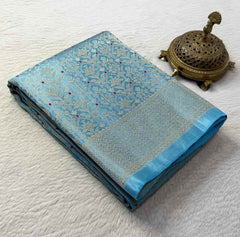 Meenakari Soft Brocade Silk Saree with Zari Weaving