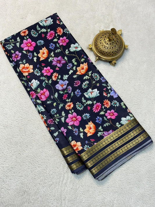 Exclusive Modern Print Mysore Crepe Saree for Women