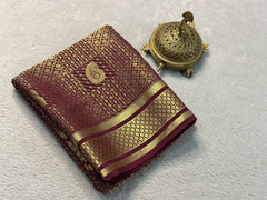 Banarasi Silk Saree - Maroon with Golden Zari Work