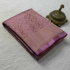 Meenakari Soft Brocade Silk Saree with Zari Weaving