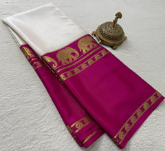 Semi-Crepe Silk Saree – Big Elephant Bentex Border