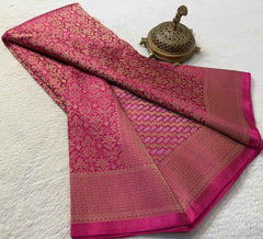 Meenakari Soft Brocade Silk Saree with Zari Weaving