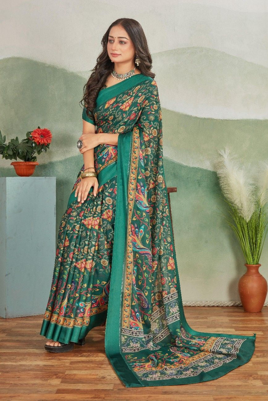 Crafted in Elegance: Crepe Silk with Viscose Satin Borders