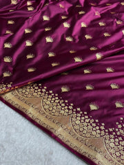 Satin Silk  Banarasi Saree | Traditional Booti Weaving | 7 Rich Colors