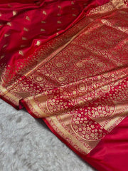 Satin Silk  Banarasi Saree | Traditional Booti Weaving | 7 Rich Colors