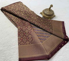 Meenakari Soft Brocade Silk Saree with Zari Weaving