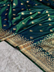 Satin Silk  Banarasi Saree | Traditional Booti Weaving | 7 Rich Colors